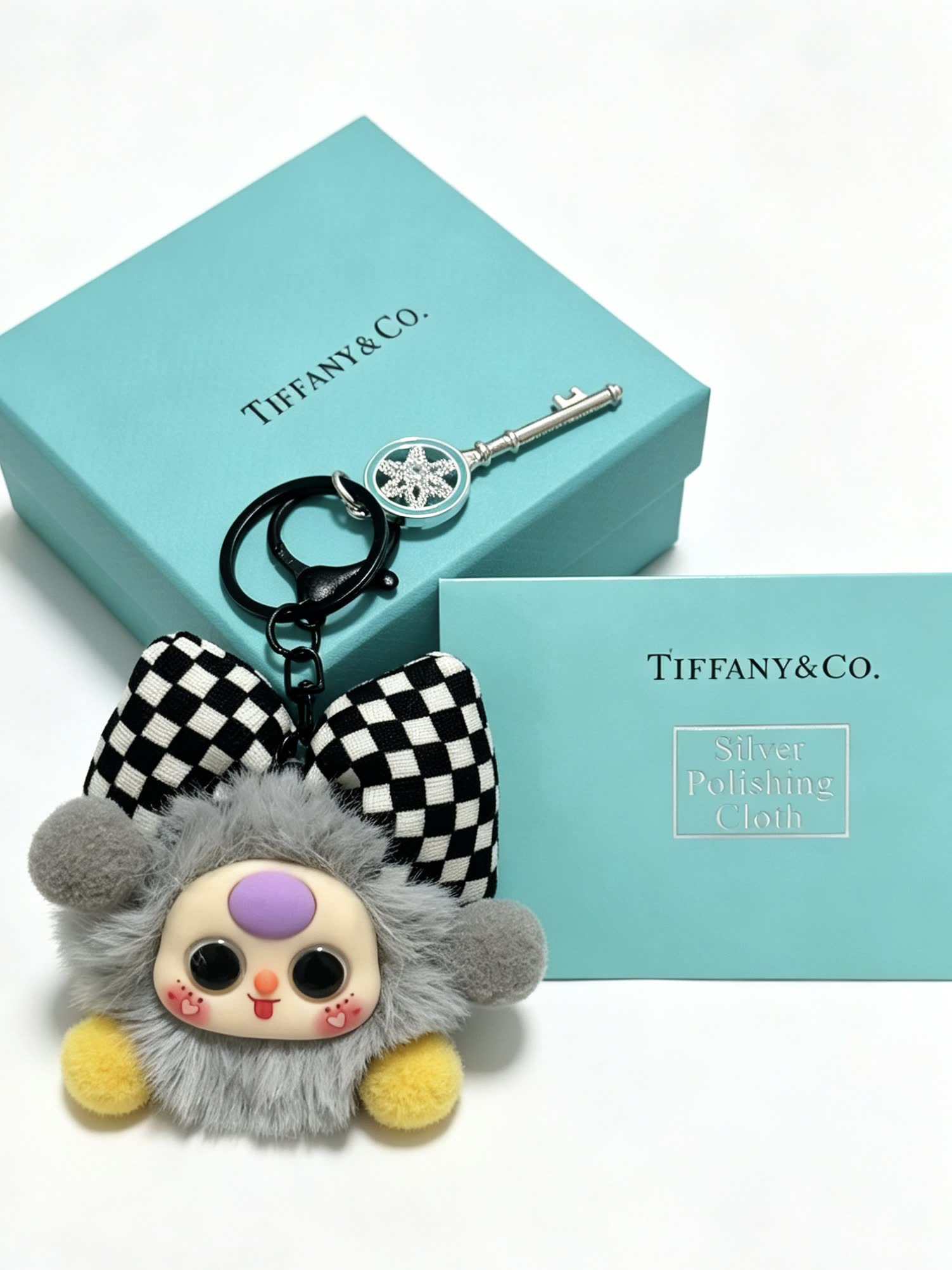 Tiffany & Co. Silver Keychain with Enamel Charm